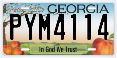 GA license plate PYM4114
