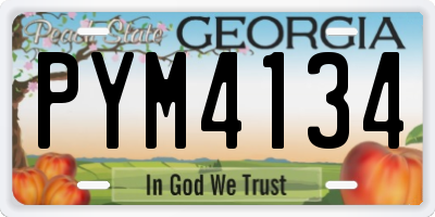 GA license plate PYM4134