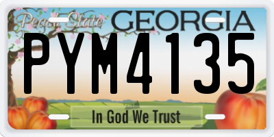 GA license plate PYM4135