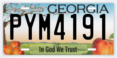GA license plate PYM4191