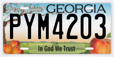 GA license plate PYM4203