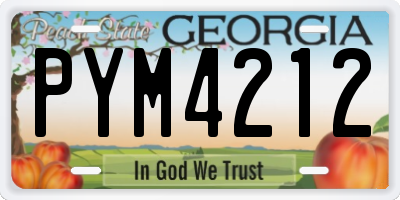 GA license plate PYM4212