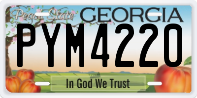 GA license plate PYM4220