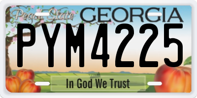 GA license plate PYM4225