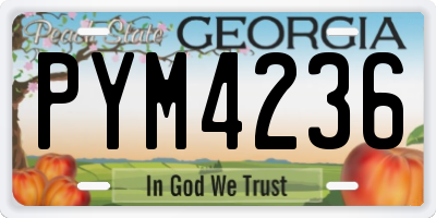 GA license plate PYM4236