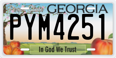 GA license plate PYM4251