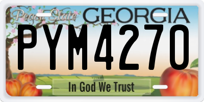 GA license plate PYM4270