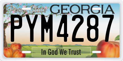 GA license plate PYM4287