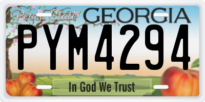 GA license plate PYM4294