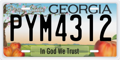GA license plate PYM4312