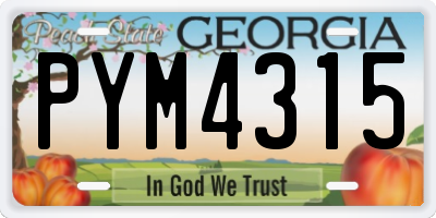 GA license plate PYM4315