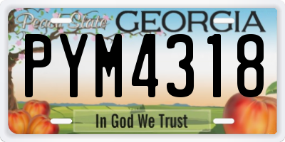 GA license plate PYM4318