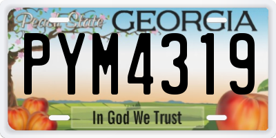 GA license plate PYM4319