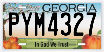 GA license plate PYM4327
