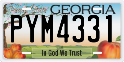 GA license plate PYM4331