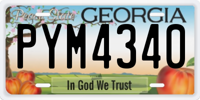 GA license plate PYM4340