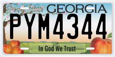 GA license plate PYM4344