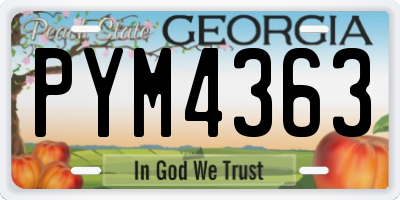GA license plate PYM4363