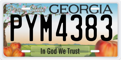 GA license plate PYM4383