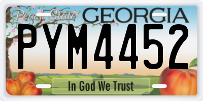GA license plate PYM4452