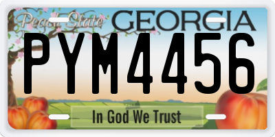 GA license plate PYM4456