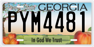 GA license plate PYM4481