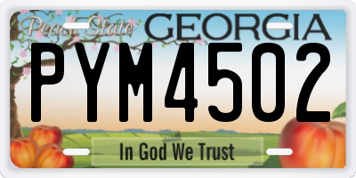GA license plate PYM4502