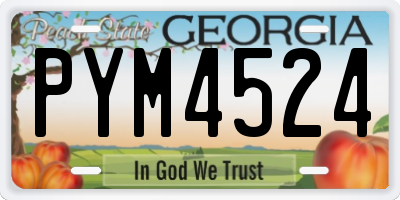 GA license plate PYM4524