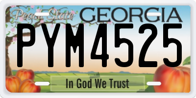 GA license plate PYM4525