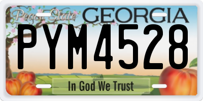 GA license plate PYM4528