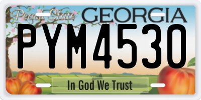 GA license plate PYM4530