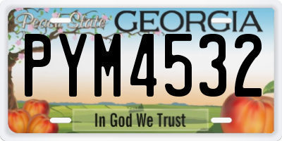 GA license plate PYM4532
