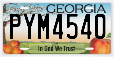 GA license plate PYM4540