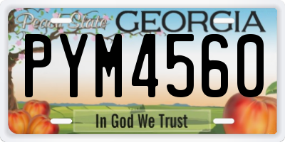 GA license plate PYM4560
