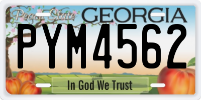 GA license plate PYM4562