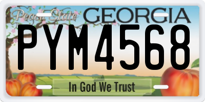 GA license plate PYM4568