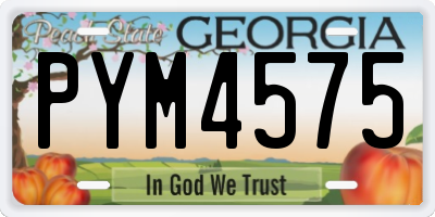 GA license plate PYM4575