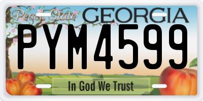 GA license plate PYM4599