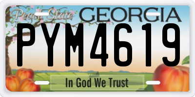 GA license plate PYM4619
