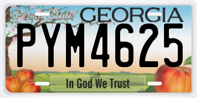 GA license plate PYM4625