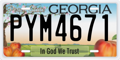 GA license plate PYM4671