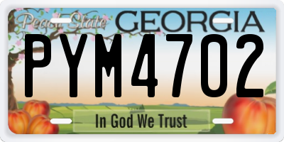 GA license plate PYM4702