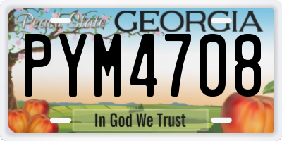 GA license plate PYM4708