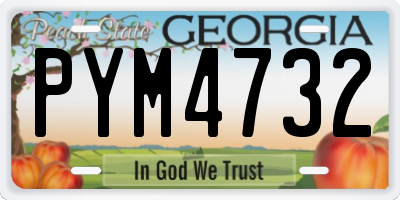 GA license plate PYM4732
