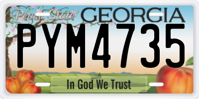GA license plate PYM4735