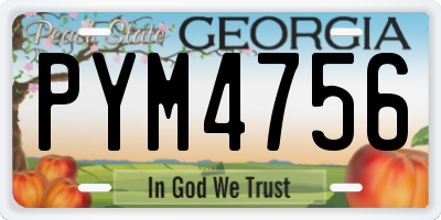 GA license plate PYM4756