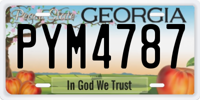 GA license plate PYM4787