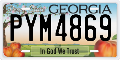 GA license plate PYM4869