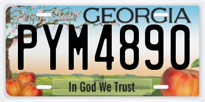 GA license plate PYM4890