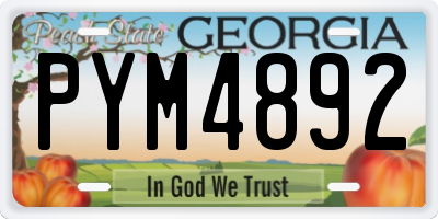 GA license plate PYM4892